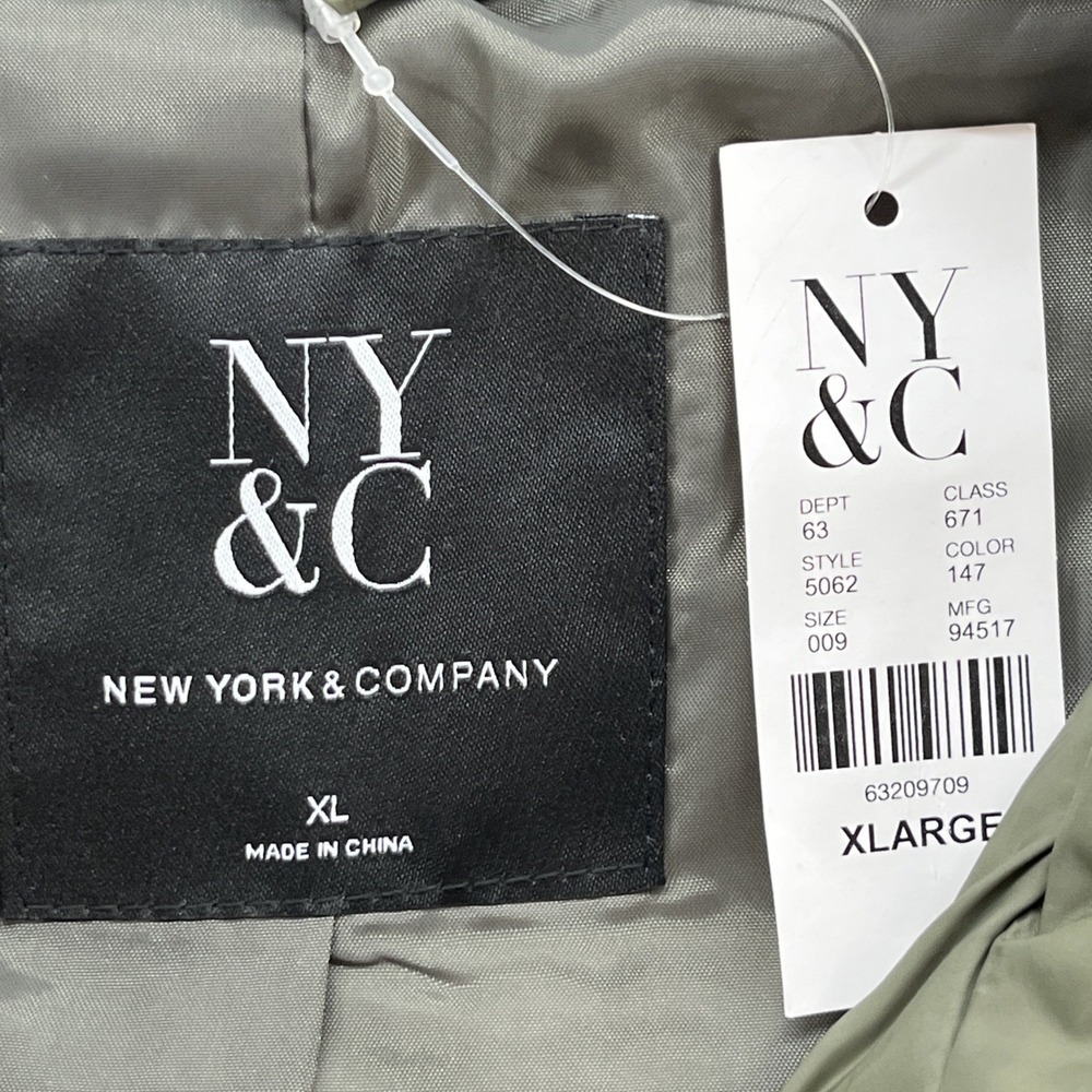 NWT New York & Company Olive Green Quilted Puffer Vest Women's Size XL - Picture 2 of 7